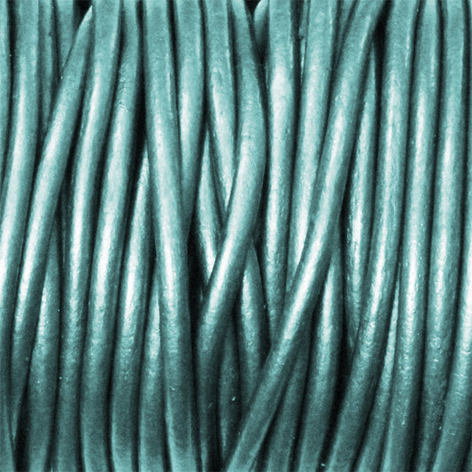 METALLIC TRULY TEAL 2mm Round Leather Cord