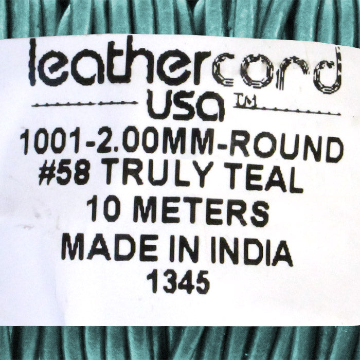 METALLIC TRULY TEAL 2mm Round Leather Cord / 10m roll / Leathercord USA 58 / necklace bracelet lace cord