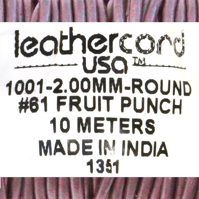 METALLIC FRUIT PUNCH 2mm Round Leather Cord / 10m roll / Leathercord USA 61 / necklace bracelet lace cord