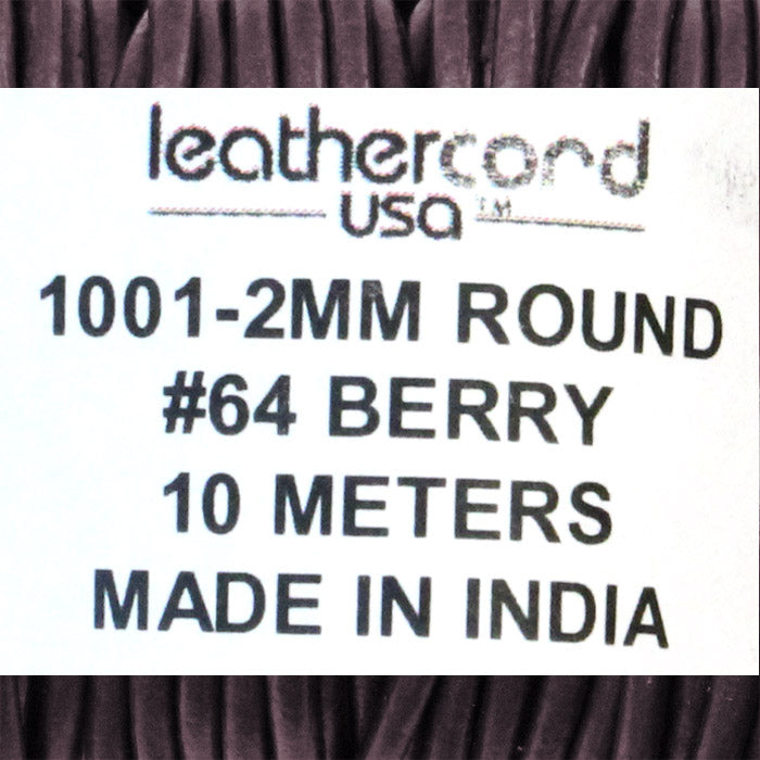 METALLIC BERRY 2mm Round Leather Cord / 10m roll / Leathercord USA 64 / necklace bracelet lace cord