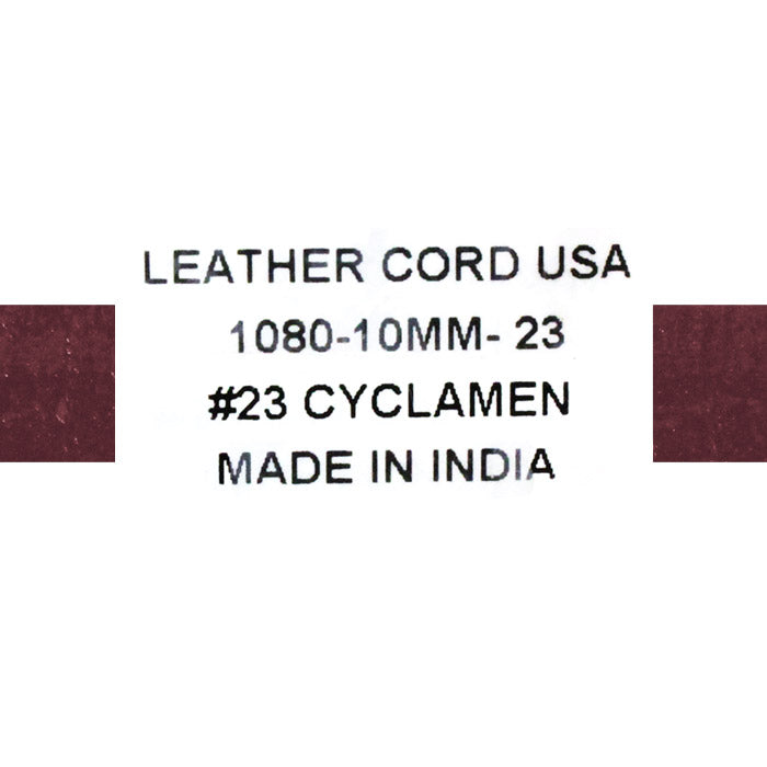 10mm Cyclamen Flat Leather Strap / sold by the meter / 10 mm wide x 1.5mm thick