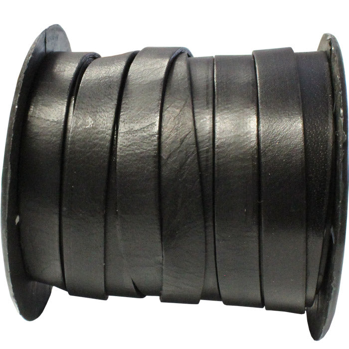 10mm Natural Black Leather Strap / sold by the meter / 10 mm wide x 1.5mm thick