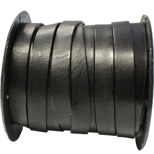 10mm Natural Black Leather Strap / sold by the meter / 10 mm wide x 1.5mm thick
