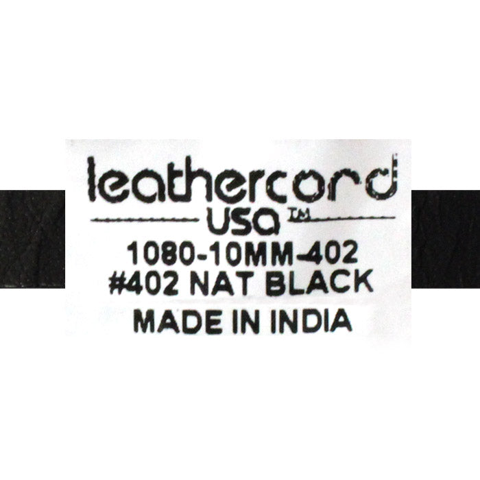 10mm Natural Black Leather Strap / sold by the meter / 10 mm wide x 1.5mm thick