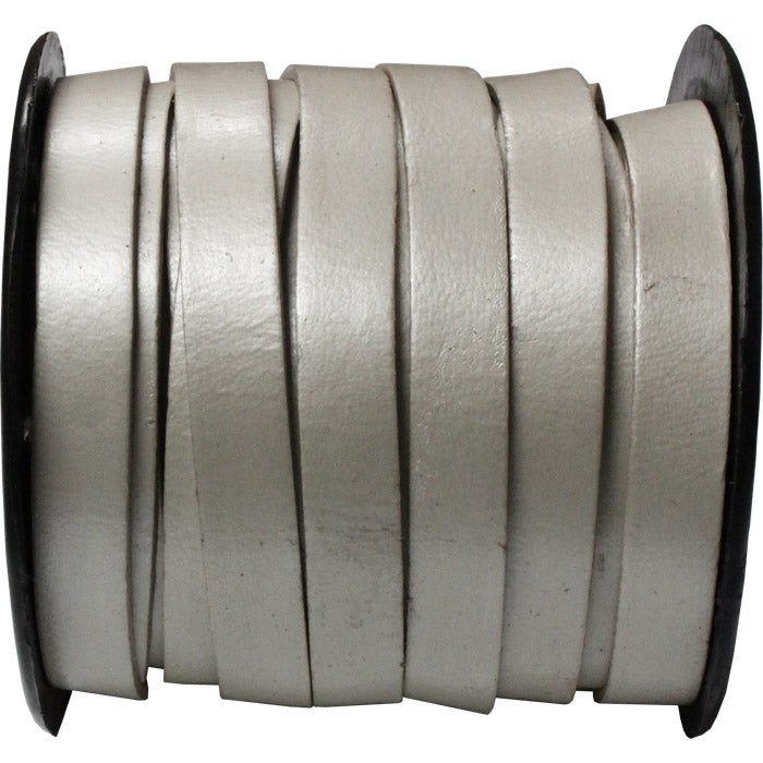 10mm Metallic Pearl Flat Leather Strap / sold by the meter / 10 mm wide x 1.5mm thick