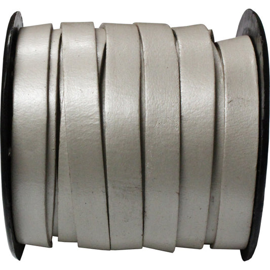 10mm Metallic Pearl Flat Leather Strap / sold by the meter / 10 mm wide x 1.5mm thick