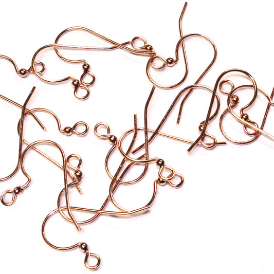 Bright Copper Hook Earwires / 10 pcs (5 pairs) / with 2mm ball / open loop for adding charms or pendants
