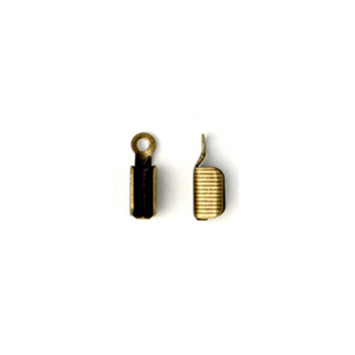 Antique Bronze Leather Crimp Ends / 10 Pack / 3 x 11mm with 1.5mm eye