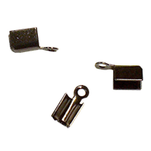 Gunmetal Small Leather Crimp Ends / 10 Pack / 2 x 8mm with 1mm eye