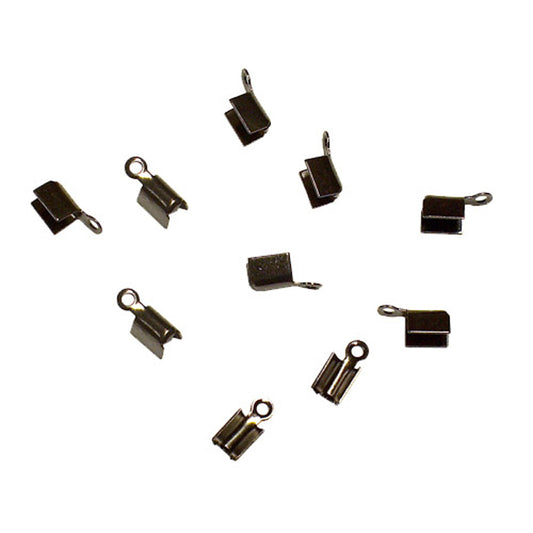 Gunmetal Small Leather Crimp Ends / 10 Pack / 2 x 8mm with 1mm eye
