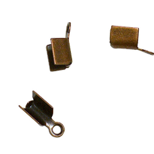 Antique Copper Small Leather Crimp Ends / 10 Pack / 2 x 8mm with 1mm eye