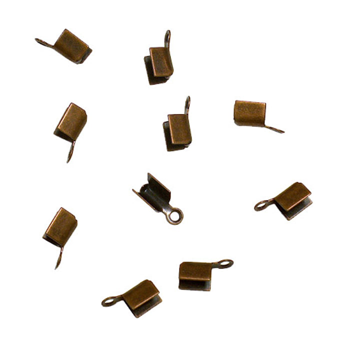 Antique Copper Small Leather Crimp Ends / 10 Pack / 2 x 8mm with 1mm eye