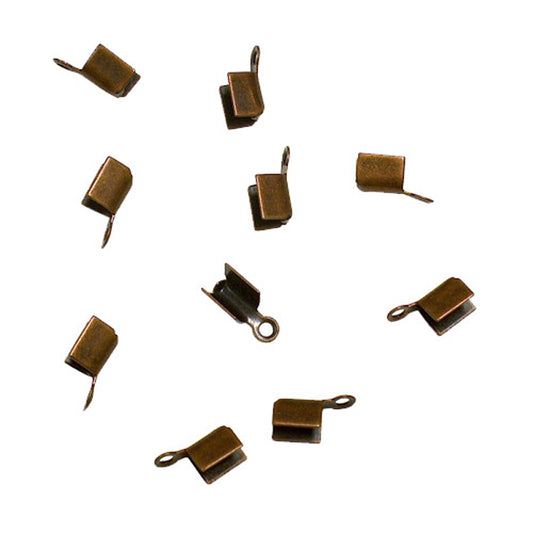 Antique Copper Small Leather Crimp Ends / 10 Pack / 2 x 8mm with 1mm eye