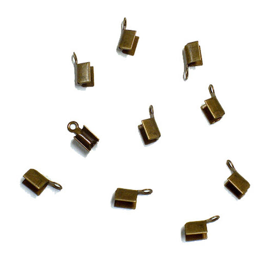 Antique Bronze Small Leather Crimp Ends / 10 Pack / 2 x 8mm with 1mm eye