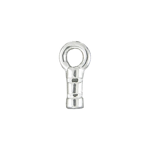 Sterling Silver Crimpable Ribbed End Cap with Eyelet / 0.7mm ID with a 2mm ID eyelet