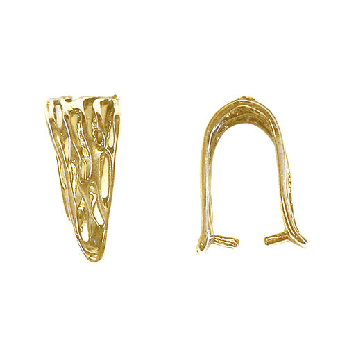 Yellow Bronze Curvy Slot Pinch Bail / 14.5mm high and 7mm wide (parallel with the necklace) and 9mm wide closed / 14-97054