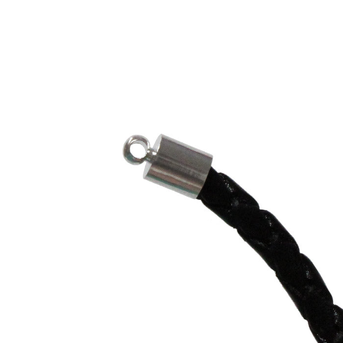 5mm End Cap with Loop Bright Rhodium / 100 Pack / 5mm x 9mm long / kumihimo or bead crochet bracelet necklace end caps