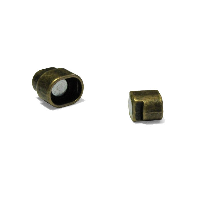 Magnetic Oval Clasp / ID 10.5 x 6.5mm / zinc alloy with antique bronze finish / for regaliz or licorice style leather cords