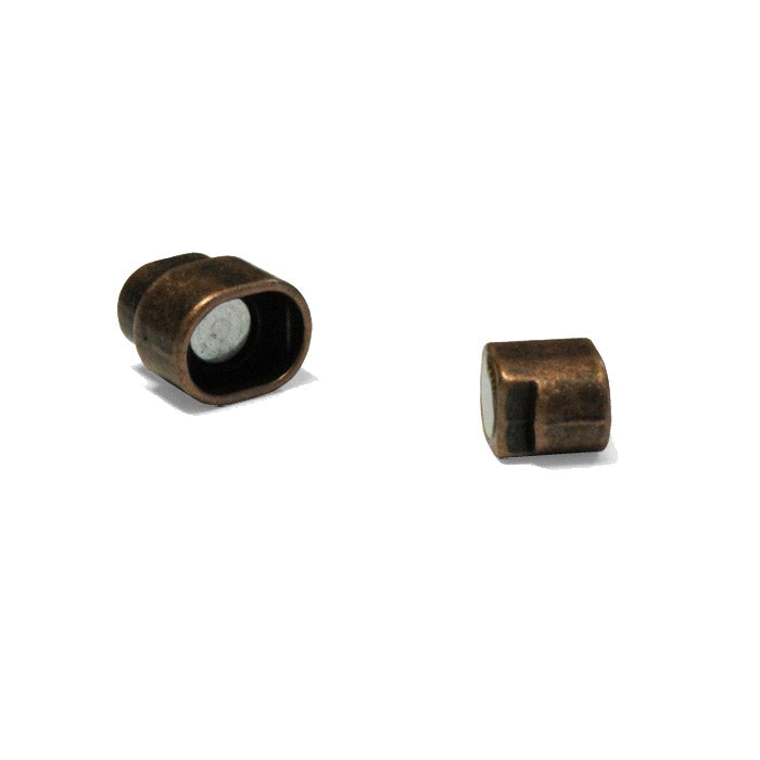 Magnetic Oval Clasp / ID 10.5 x 6.5mm / zinc alloy with antique copper finish / for regaliz or licorice style leather cords