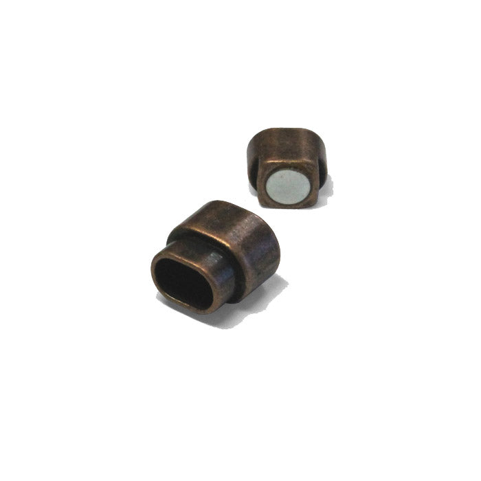 Magnetic Oval Clasp / ID 10.5 x 6.5mm / zinc alloy with antique copper finish / for regaliz or licorice style leather cords
