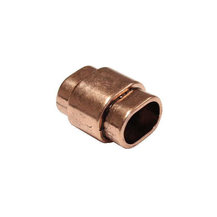 Magnetic Oval Clasp / ID 10.5 x 6.5mm / zinc alloy with a bright copper finish / for regaliz or licorice style leather cords