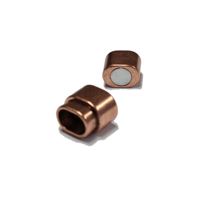 Magnetic Oval Clasp / ID 10.5 x 6.5mm / zinc alloy with a bright copper finish / for regaliz or licorice style leather cords