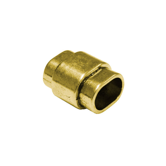 Magnetic Oval Clasp / ID 10.5 x 6.5mm / zinc alloy with a bright gold finish / for regaliz or licorice style leather cords