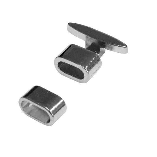 Silvertone Bracelet T Bar Hook Clasp / 9.5 x 4.5mm ID / for large diameter leather cord bracelets
