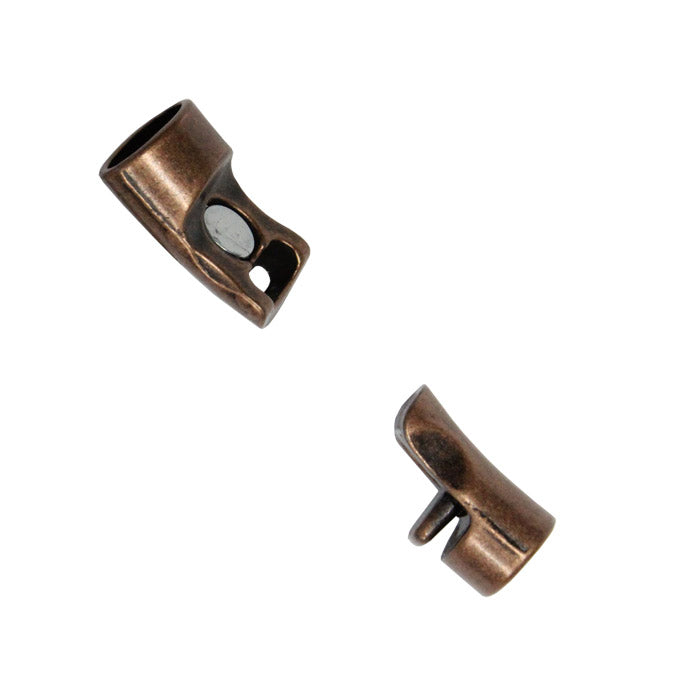 Magnetic Oval Clasp / ID 10.8 x 7mm clasp / zinc alloy with antique copper finish / for regaliz or licorice style leather cords
