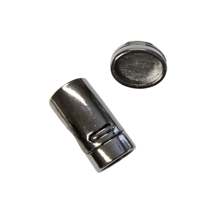 Magnetic Oval Clasp / ID 10.8 x 7mm clasp / zinc alloy with a black gunmetal finish / for regaliz or licorice style leather cords