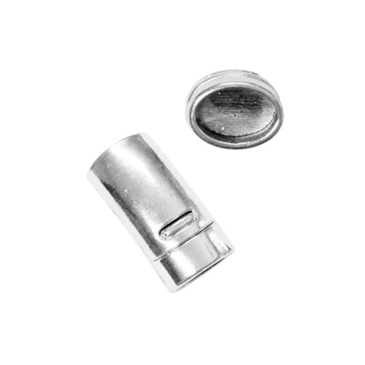 Magnetic Oval Clasp / ID 10.8 x 7mm clasp / zinc alloy with a bright silver finish / for regaliz or licorice style leather cords
