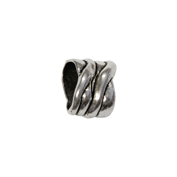 Twist Slider Spacer Bead Silver Plate / 10 x 6.5mm ID / fits regaliz style leather cords