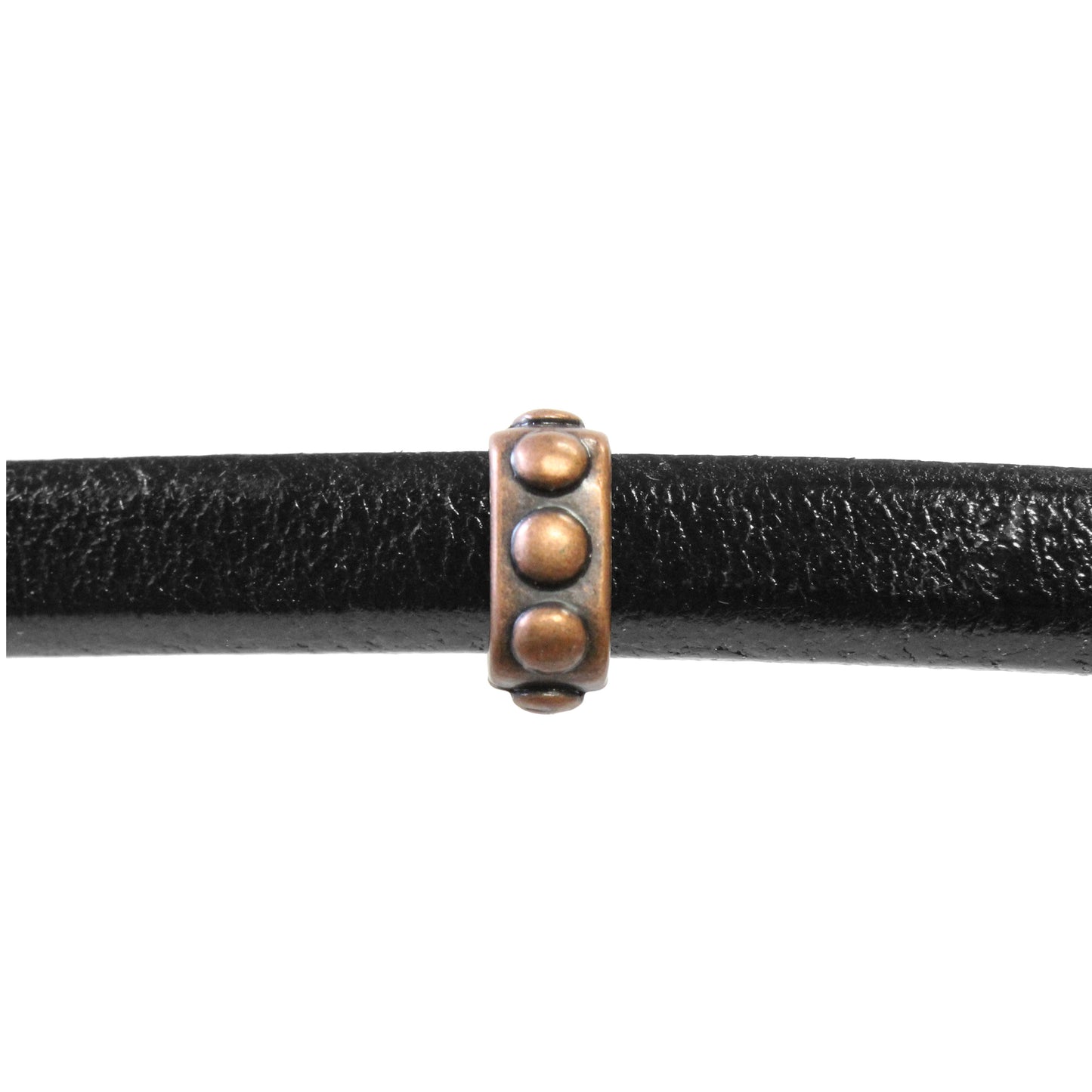 Beaded Slider Spacer Bead Antique Copper / 10 x 6.5mm / for use with licorice or Regaliz cords