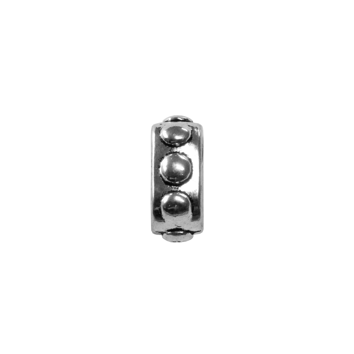 Beaded Slider Spacer Bead Antique Silver / 10 x 6.5mm / for use with licorice or Regaliz cords
