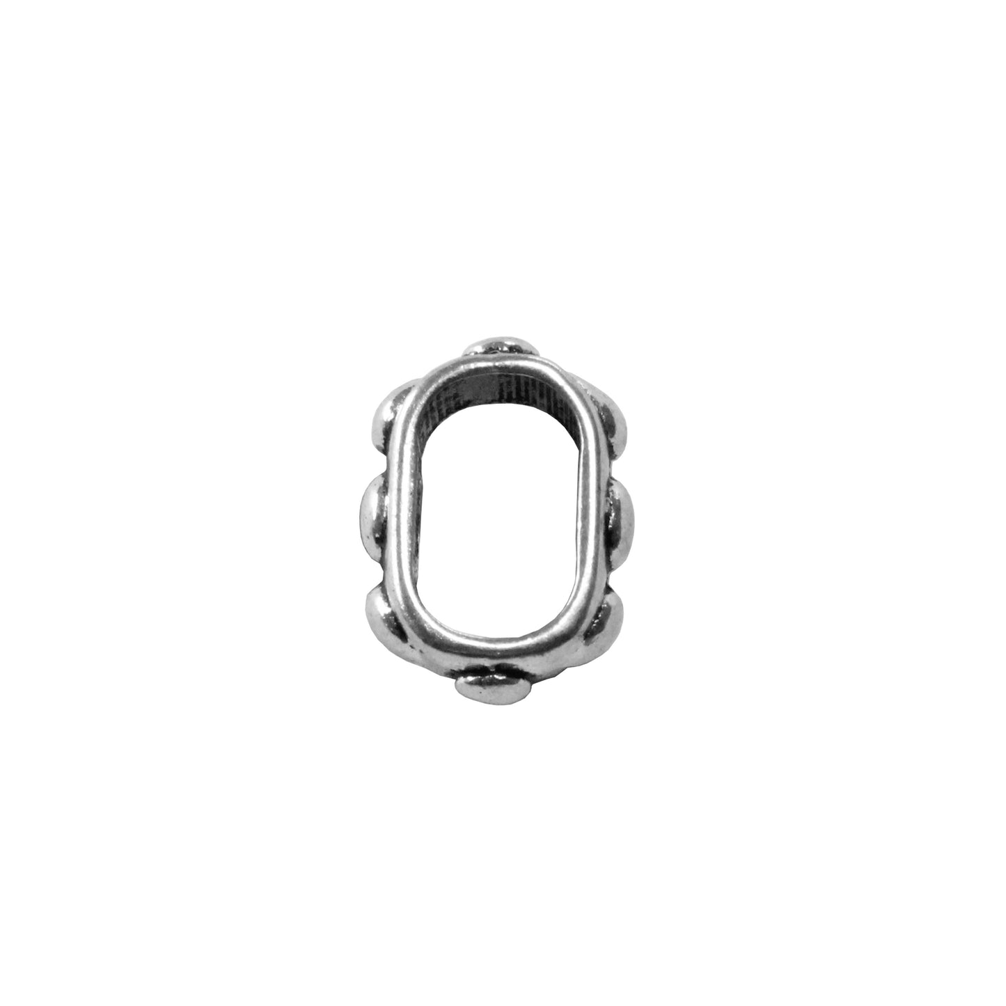Beaded Slider Spacer Bead Antique Silver / 10 x 6.5mm / for use with licorice or Regaliz cords