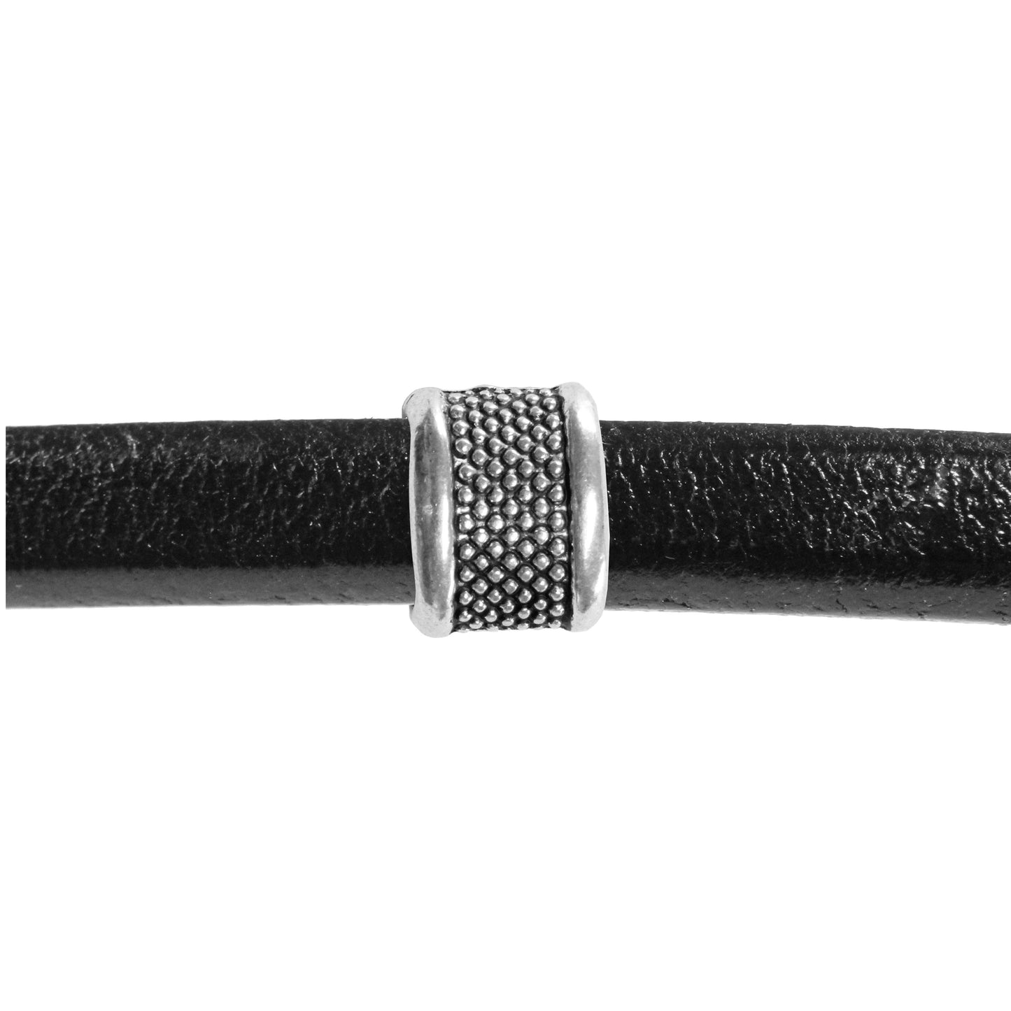 Banded Dots Slider Spacer Bead Antique Silver / 10 x 6.5mm / for use with licorice or Regaliz cords