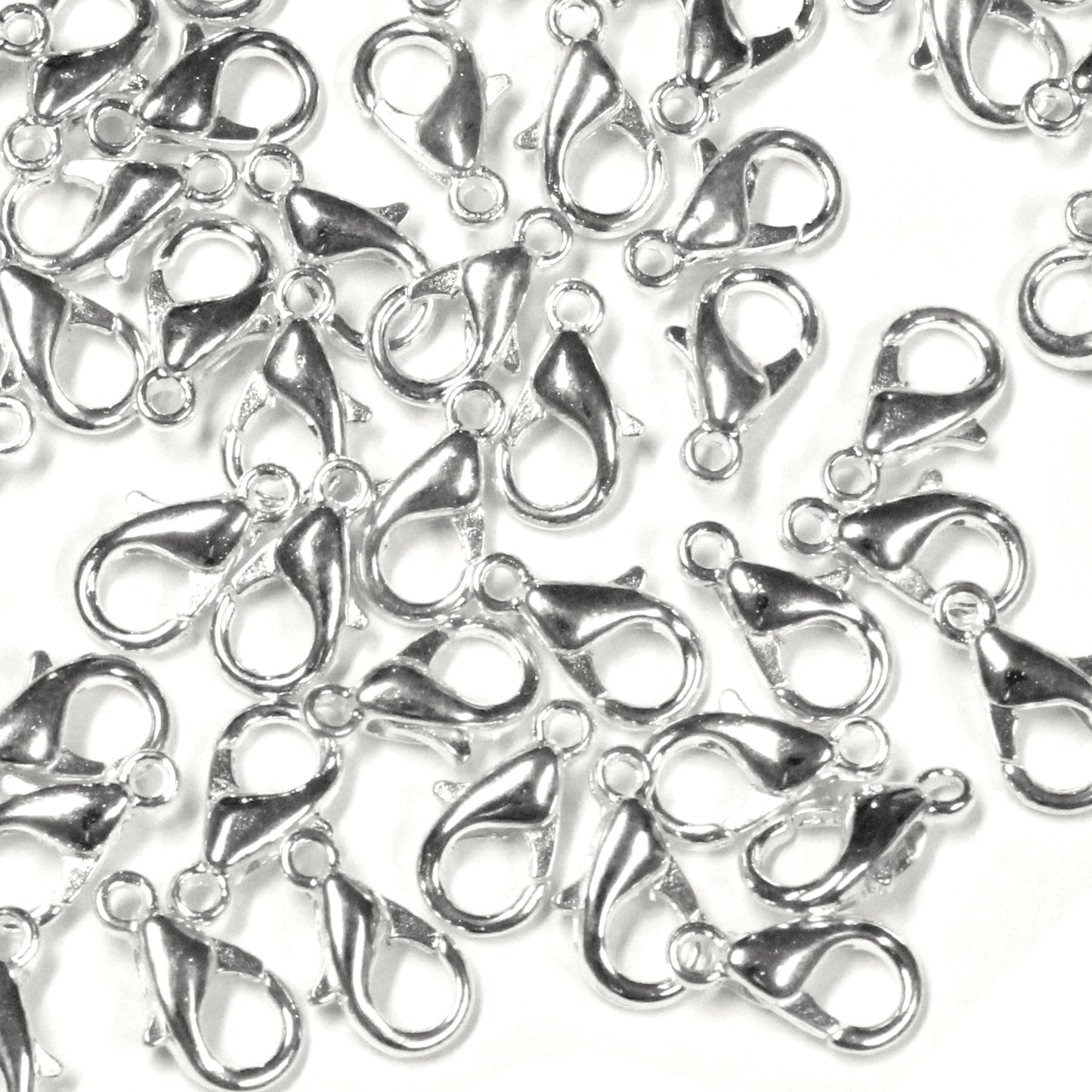 10mm Lobster Clasp / 10 Pack / plated zinc with a bright silver finish