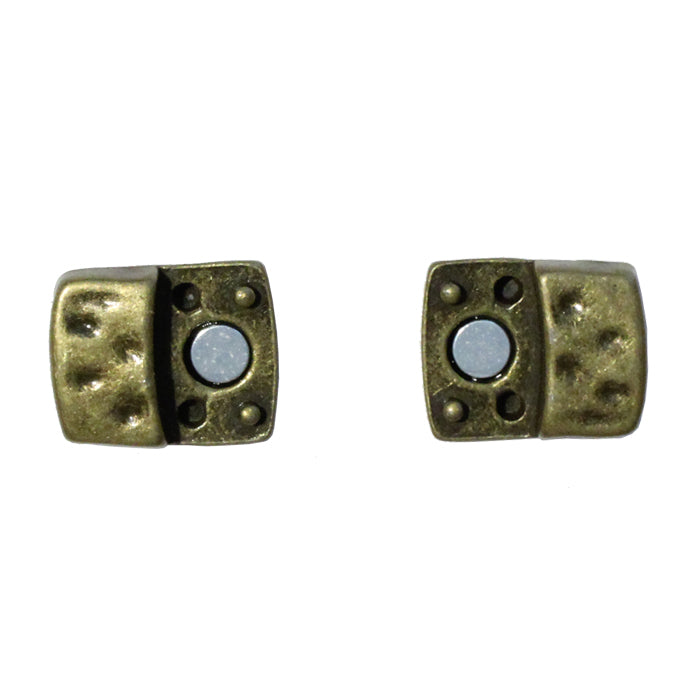 10mm Hammertone Flat Magnetic Clasp / zinc alloy with antique bronze finish / ID 10 x 2mm / clasp for 10mm flat leather cord
