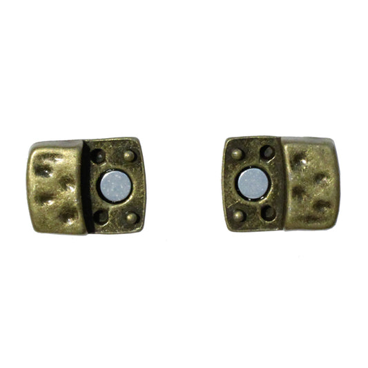 10mm Hammertone Flat Magnetic Clasp / zinc alloy with antique bronze finish / ID 10 x 2mm / clasp for 10mm flat leather cord