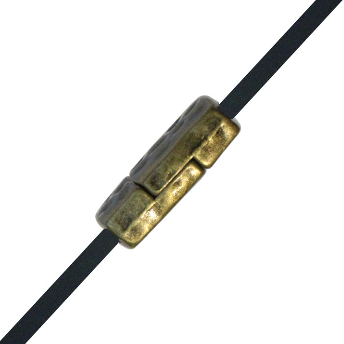 10mm Hammertone Flat Magnetic Clasp / zinc alloy with antique bronze finish / ID 10 x 2mm / clasp for 10mm flat leather cord