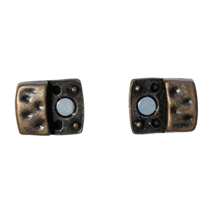 10mm Hammertone Flat Magnetic Clasp / zinc alloy with antique copper finish / ID 10 x 2mm / clasp for 10mm flat leather cord