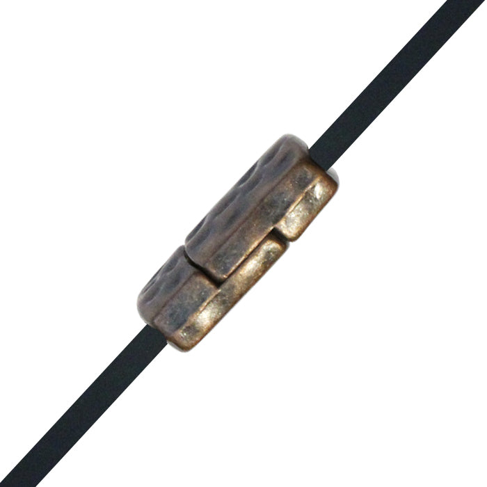 10mm Hammertone Flat Magnetic Clasp / zinc alloy with antique copper finish / ID 10 x 2mm / clasp for 10mm flat leather cord