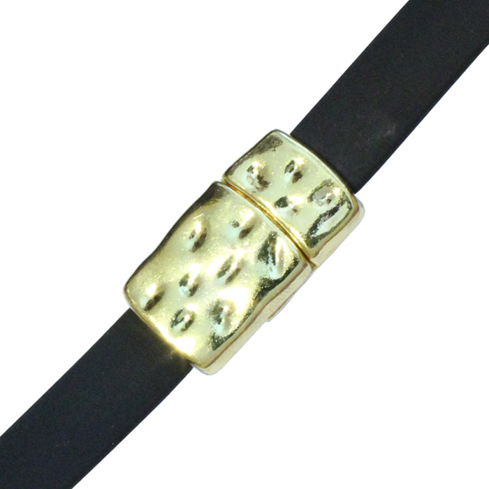 10mm Hammertone Flat Magnetic Clasp / zinc alloy with a bright gold finish / ID 10 x 2mm / clasp for 10mm flat leather cord