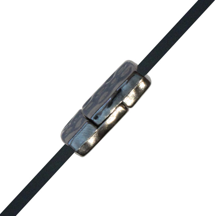 10mm Hammertone Flat Magnetic Clasp / zinc alloy with a black gunmetal finish / ID 10 x 2mm / clasp for 10mm flat leather cord