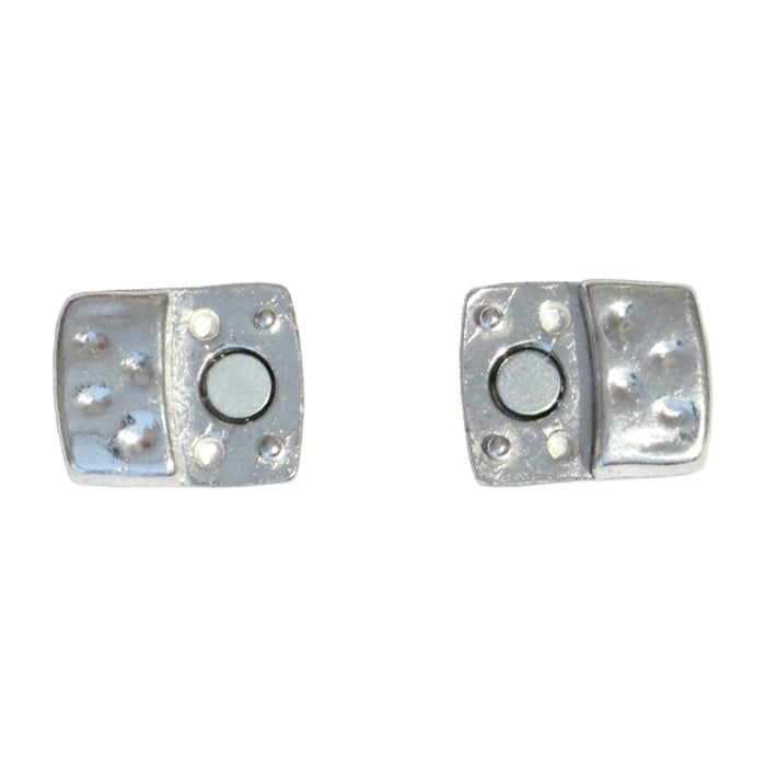 10mm Hammertone Flat Magnetic Clasp / zinc alloy with a bright silver finish / ID 10 x 2mm / clasp for 10mm flat leather cord