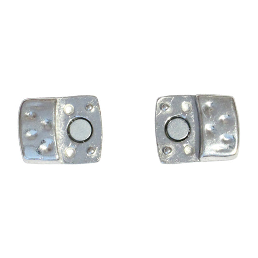 10mm Hammertone Flat Magnetic Clasp / zinc alloy with a bright silver finish / ID 10 x 2mm / clasp for 10mm flat leather cord