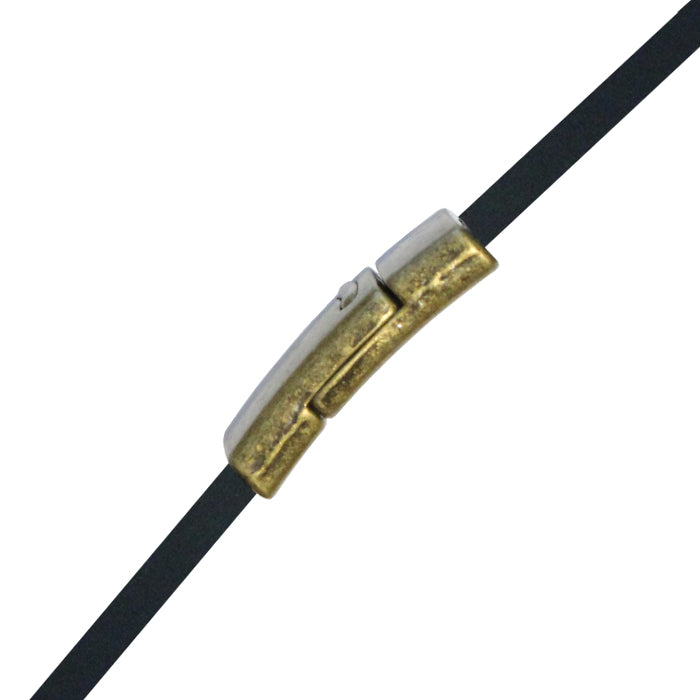 10mm Flat Magnetic Clasp With Tab / zinc alloy with antique bronze finish / ID 10 x 2mm / clasp for 10mm flat leather cord