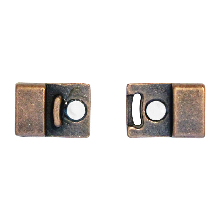10mm Flat Magnetic Clasp With Tab / zinc alloy with antique copper finish / ID 10 x 2mm / clasp for 10mm flat leather cord