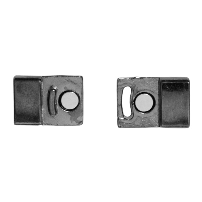 10mm Flat Magnetic Clasp With Tab / zinc alloy with a black gunmetal finish / ID 10 x 2mm / clasp for 10mm flat leather cord