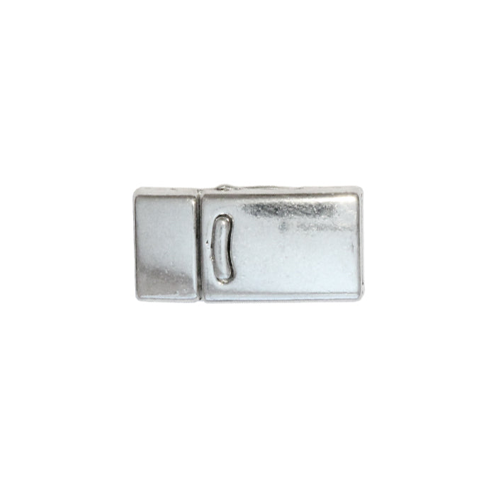 10mm Flat Magnetic Clasp With Tab / zinc alloy with a bright silver finish / ID 10 x 2mm / clasp for 10mm flat leather cord